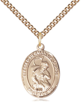 14kt Gold Filled Blessed Herman the Cripple Medal Religious Jewelry Engraved Catholic Saint Jewelry