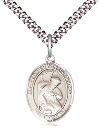 Pewter Blessed Herman the Cripple Medal Religious Jewelry Engraved Catholic Saint Jewelry
