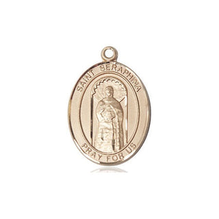 14kt Gold Filled Saint Seraphina Medal Engraved Catholic Saint Jewelry