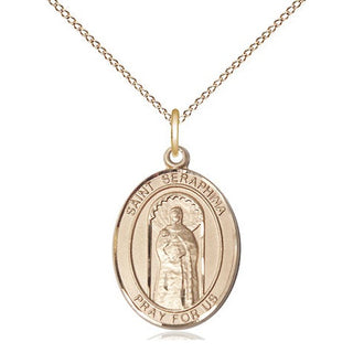 14kt Gold Filled Saint Seraphina Medal Religious Jewelry Engraved Catholic Saint Jewelry