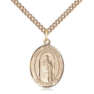 14kt Gold Filled Saint Seraphina Medal Religious Jewelry Engraved Catholic Saint Jewelry