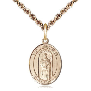 14kt Gold Filled Saint Seraphina Medal Religious Jewelry Engraved Catholic Saint Jewelry