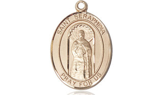 14kt Gold Saint Seraphina Medal Engraved Catholic Saint Jewelry