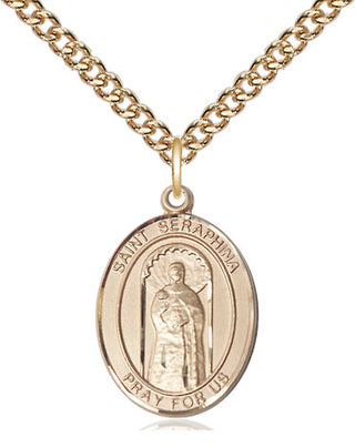 14kt Gold Saint Seraphina Medal Engraved Catholic Saint Jewelry