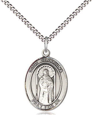 Pewter Saint Seraphina Medal Religious Jewelry Engraved Catholic Saint Jewelry