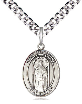 Pewter Saint Seraphina Medal Religious Jewelry Engraved Catholic Saint Jewelry