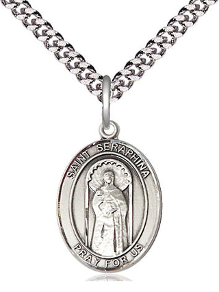 Pewter Saint Seraphina Medal Religious Jewelry Engraved Catholic Saint Jewelry