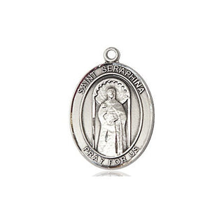 Sterling Silver Saint Seraphina Medal Religious Jewelry Engraved Catholic Saint Jewelry