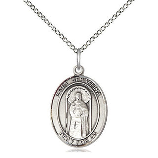 Sterling Silver Saint Seraphina Medal Religious Jewelry Engraved Catholic Saint Jewelry