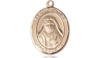 14kt Gold Saint Alphonsa Medal Engraved Catholic Saint Jewelry