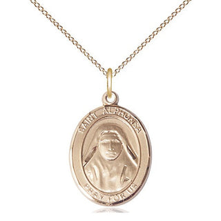 14kt Gold Saint Alphonsa Medal Engraved Catholic Saint Jewelry