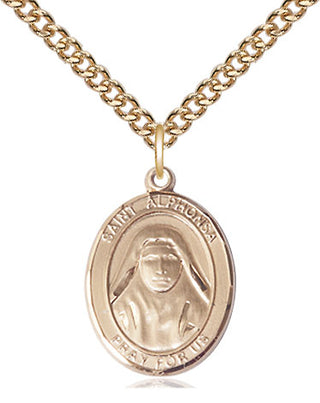 14kt Gold Saint Alphonsa Medal Engraved Catholic Saint Jewelry