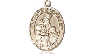 14kt Gold Filled Saint Margaret of Scotland Medal Engraved Catholic Saint Jewelry