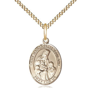 14kt Gold Filled Saint Margaret of Scotland Medal Religious Jewelry Engraved Catholic Saint Jewelry