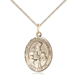 14kt Gold Filled Saint Margaret of Scotland Medal Religious Jewelry Engraved Catholic Saint Jewelry
