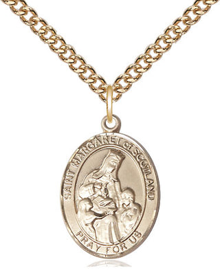 14kt Gold Filled Saint Margaret of Scotland Medal Religious Jewelry Engraved Catholic Saint Jewelry