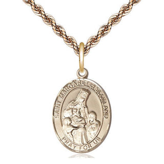 14kt Gold Filled Saint Margaret of Scotland Medal Religious Jewelry Engraved Catholic Saint Jewelry