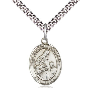 Pewter Saint Margaret of Scotland Medal Religious Jewelry Engraved Catholic Saint Jewelry