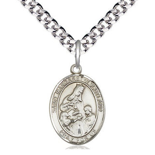 Pewter Saint Margaret of Scotland Medal Religious Jewelry Engraved Catholic Saint Jewelry