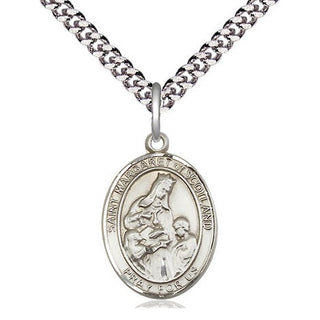 Pewter Saint Margaret of Scotland Medal Religious Jewelry Engraved Catholic Saint Jewelry