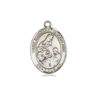 Sterling Silver Saint Margaret of Scotland Medal Religious Jewelry Engraved Catholic Saint Jewelry