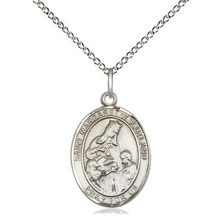 Sterling Silver Saint Margaret of Scotland Medal Religious Jewelry Engraved Catholic Saint Jewelry