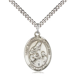 Sterling Silver Saint Margaret of Scotland Medal Religious Jewelry Engraved Catholic Saint Jewelry