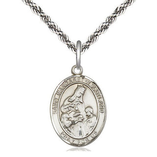 Sterling Silver Saint Margaret of Scotland Medal Religious Jewelry Engraved Catholic Saint Jewelry