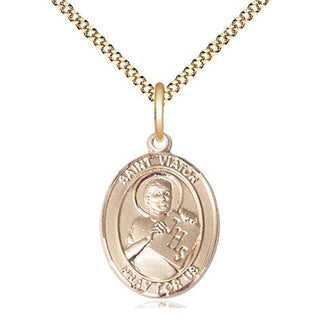 14kt Gold Filled Saint Viator of Bergamo Medal Religious Jewelry Engraved Catholic Saint Jewelry