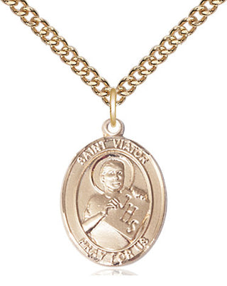 14kt Gold Filled Saint Viator of Bergamo Medal Religious Jewelry Engraved Catholic Saint Jewelry
