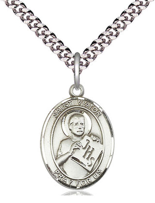 Pewter Saint Viator of Bergamo Medal Religious Jewelry Engraved Catholic Saint Jewelry