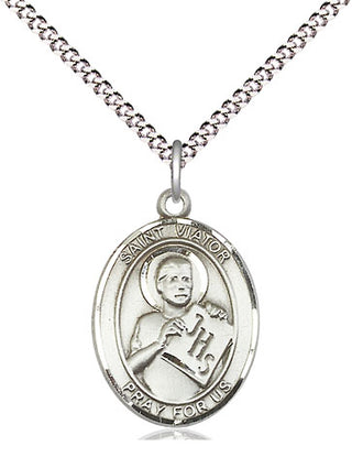 Sterling Silver Saint Viator of Bergamo Medal Religious Jewelry Engraved Catholic Saint Jewelry