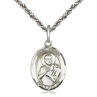Sterling Silver Saint Viator of Bergamo Medal Religious Jewelry Engraved Catholic Saint Jewelry
