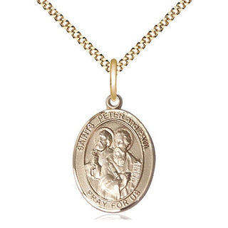 14kt Gold Filled Saint Peter St Paul Medal Religious Jewelry Engraved Catholic Saint Jewelry
