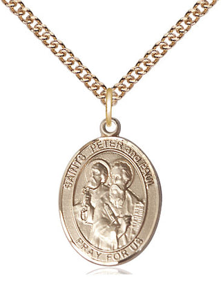 14kt Gold Filled Saint Peter St Paul Medal Religious Jewelry Engraved Catholic Saint Jewelry