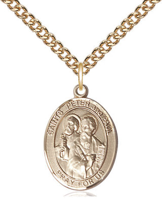 14kt Gold Filled Saint Peter St Paul Medal Religious Jewelry Engraved Catholic Saint Jewelry