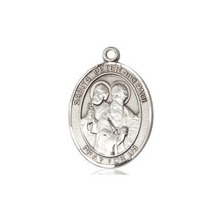 Pewter Saint Peter St Paul Medal Engraved Catholic Saint Jewelry