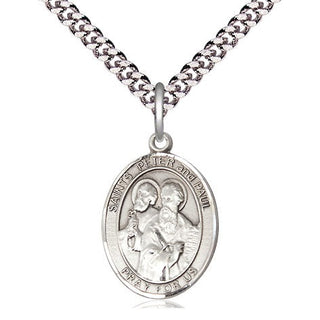 Pewter Saint Peter St Paul Medal Religious Jewelry Engraved Catholic Saint Jewelry