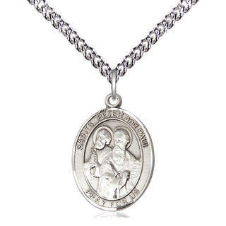 Sterling Silver Saint Peter St Paul Medal Religious Jewelry Engraved Catholic Saint Jewelry