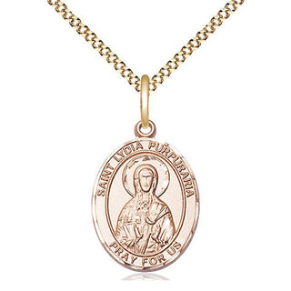 14kt Gold Filled Saint Lydia Purpuraria Medal Religious Jewelry Engraved Catholic Saint Jewelry