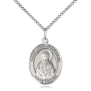 Sterling Silver Saint Lydia Purpuraria Medal Religious Jewelry Engraved Catholic Saint Jewelry