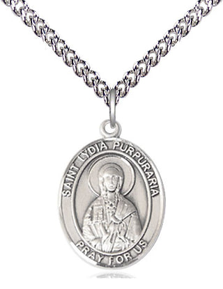 Sterling Silver Saint Lydia Purpuraria Medal Religious Jewelry Engraved Catholic Saint Jewelry