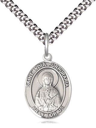 Sterling Silver Saint Lydia Purpuraria Medal Religious Jewelry Engraved Catholic Saint Jewelry