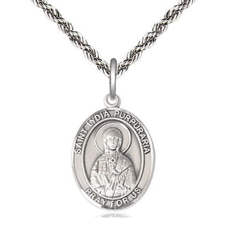 Sterling Silver Saint Lydia Purpuraria Medal Religious Jewelry Engraved Catholic Saint Jewelry