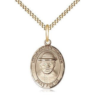 14kt Gold Filled Saint Damien of Molokai Medal Religious Jewelry Engraved Catholic Saint Jewelry