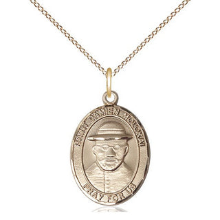 14kt Gold Filled Saint Damien of Molokai Medal Religious Jewelry Engraved Catholic Saint Jewelry