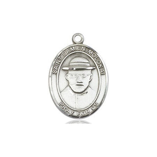 Pewter Saint Damien of Molokai Medal Engraved Catholic Saint Jewelry