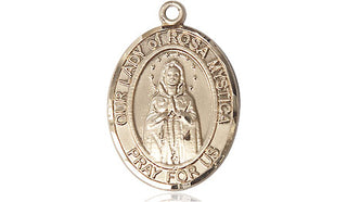 14kt Gold Filled Our Lady of Rosa Mystica Medal Engraved Catholic Saint Jewelry