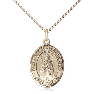 14kt Gold Filled Our Lady of Rosa Mystica Medal Religious Jewelry Engraved Catholic Saint Jewelry