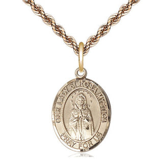 14kt Gold Filled Our Lady of Rosa Mystica Medal Religious Jewelry Engraved Catholic Saint Jewelry